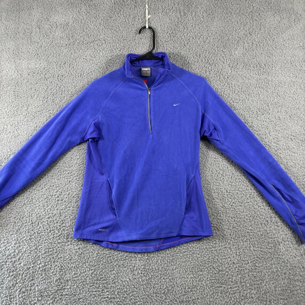Nike Fit Womens Quarter Zip Fleece Pullover Purple‎ Mock Neck Size M